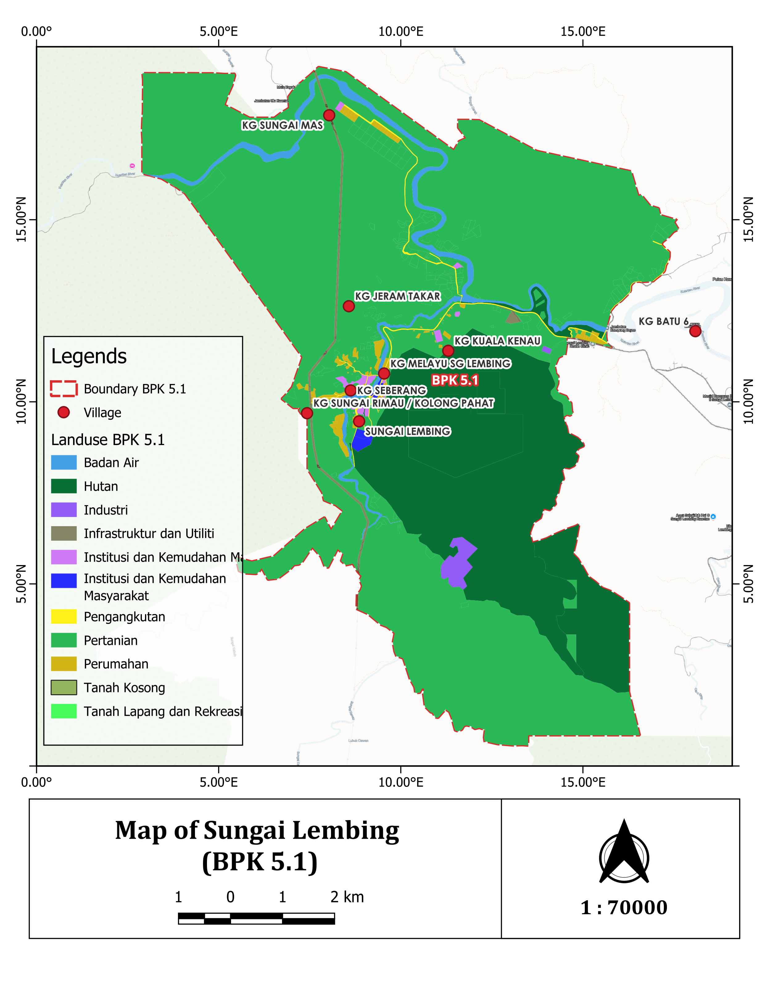 Map of Sungai Lembing Villages (BPK 5.1)